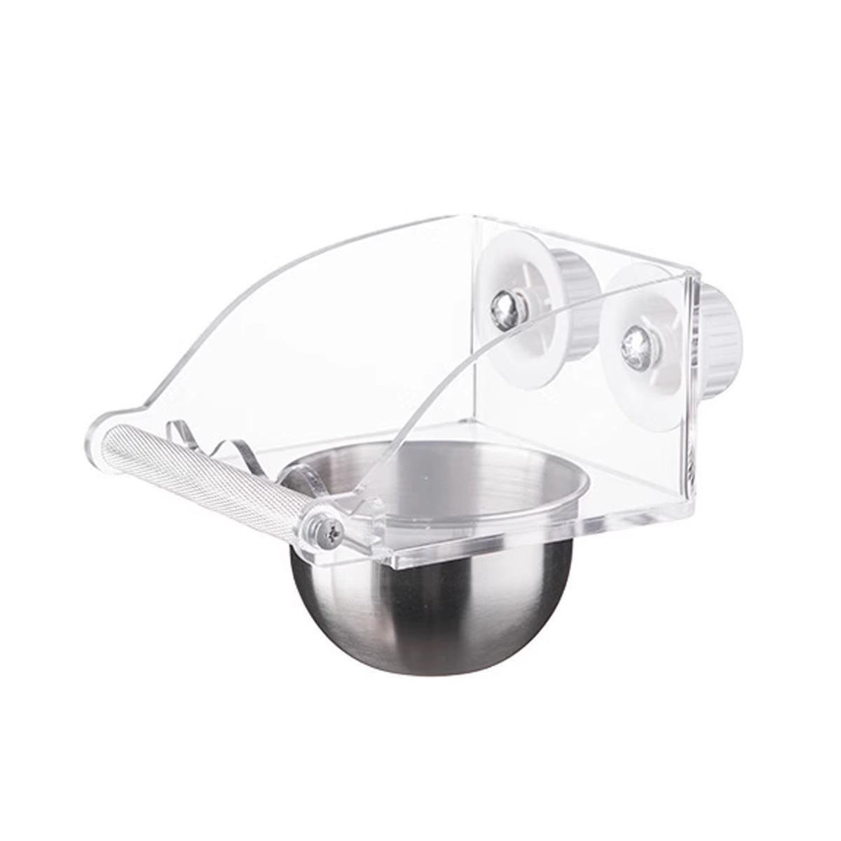 Parrot Stainless Steel Food Bowl Bird Feeder Cage Hanging Dish for Pet Birds - L