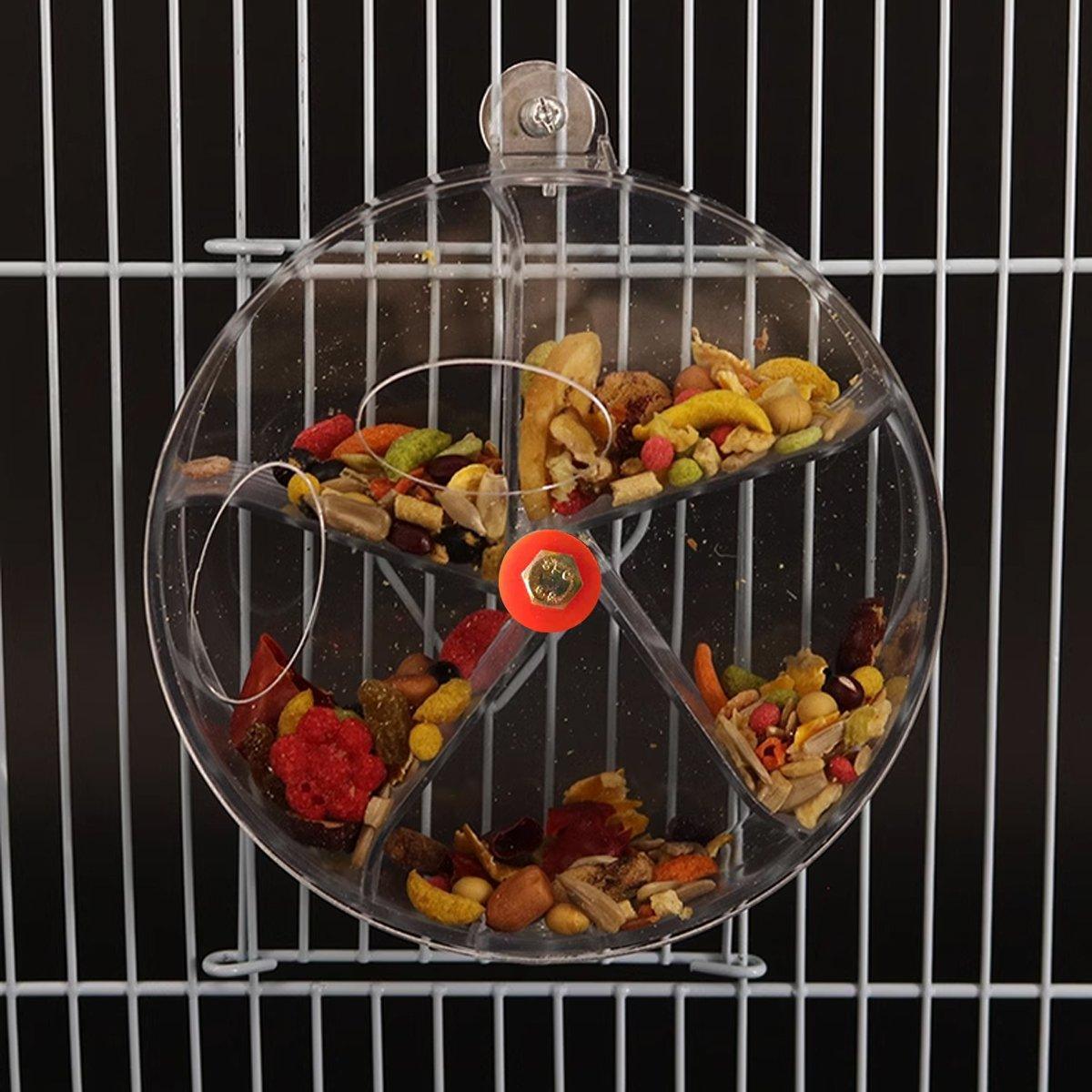 Parrot Foraging Toy Bird Chew Wheel Food Dispenser Divider Box Cage Accessory - Purple