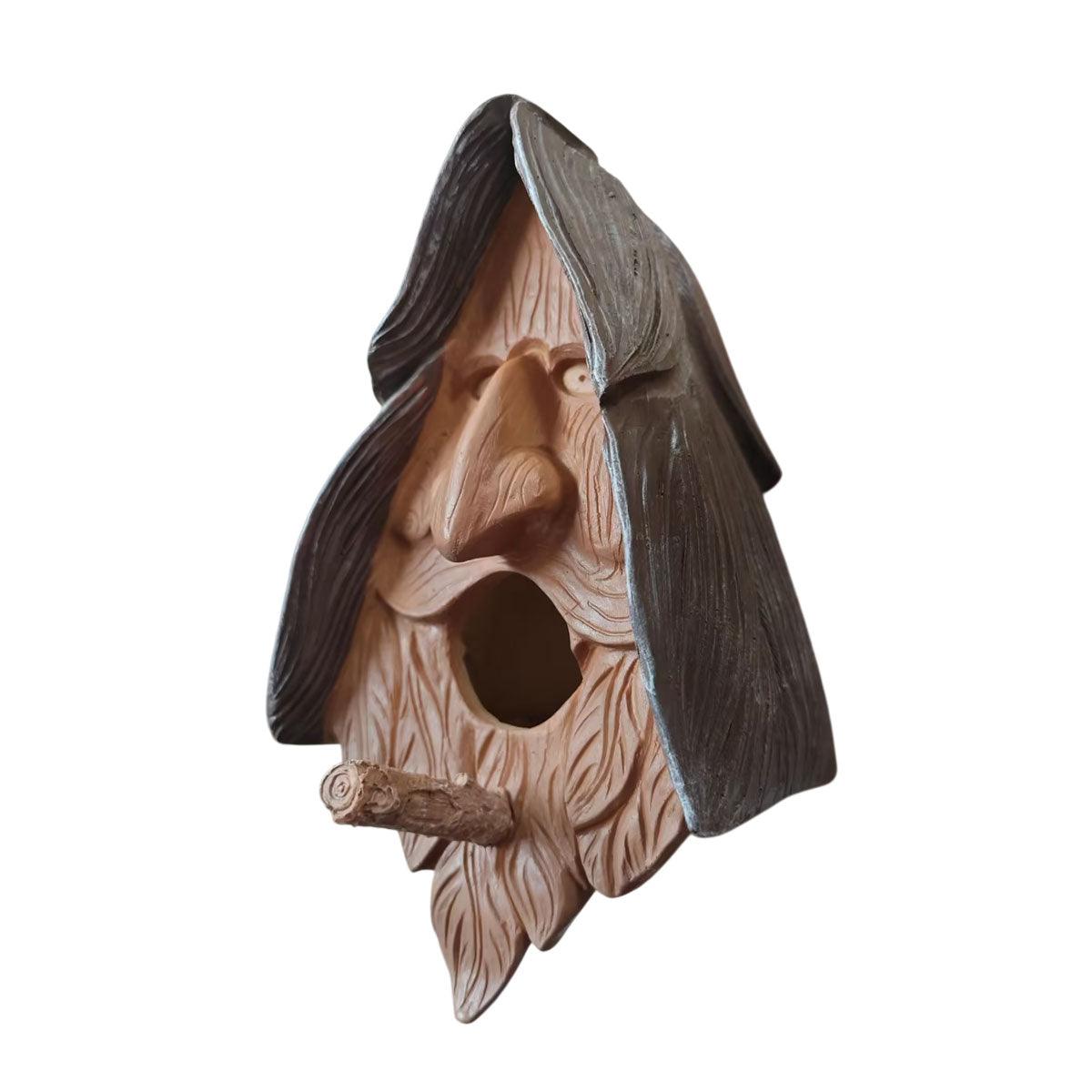 Human Face Birdhouse Resin Garden Ornament Outdoor Bird Nest Decor Statue