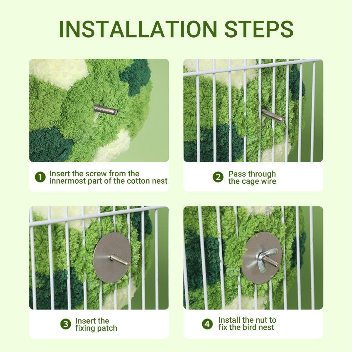 Hanging Warm Cotton Nest Hammock Cozy Bed for Parrots and Other Bird Species - Blue