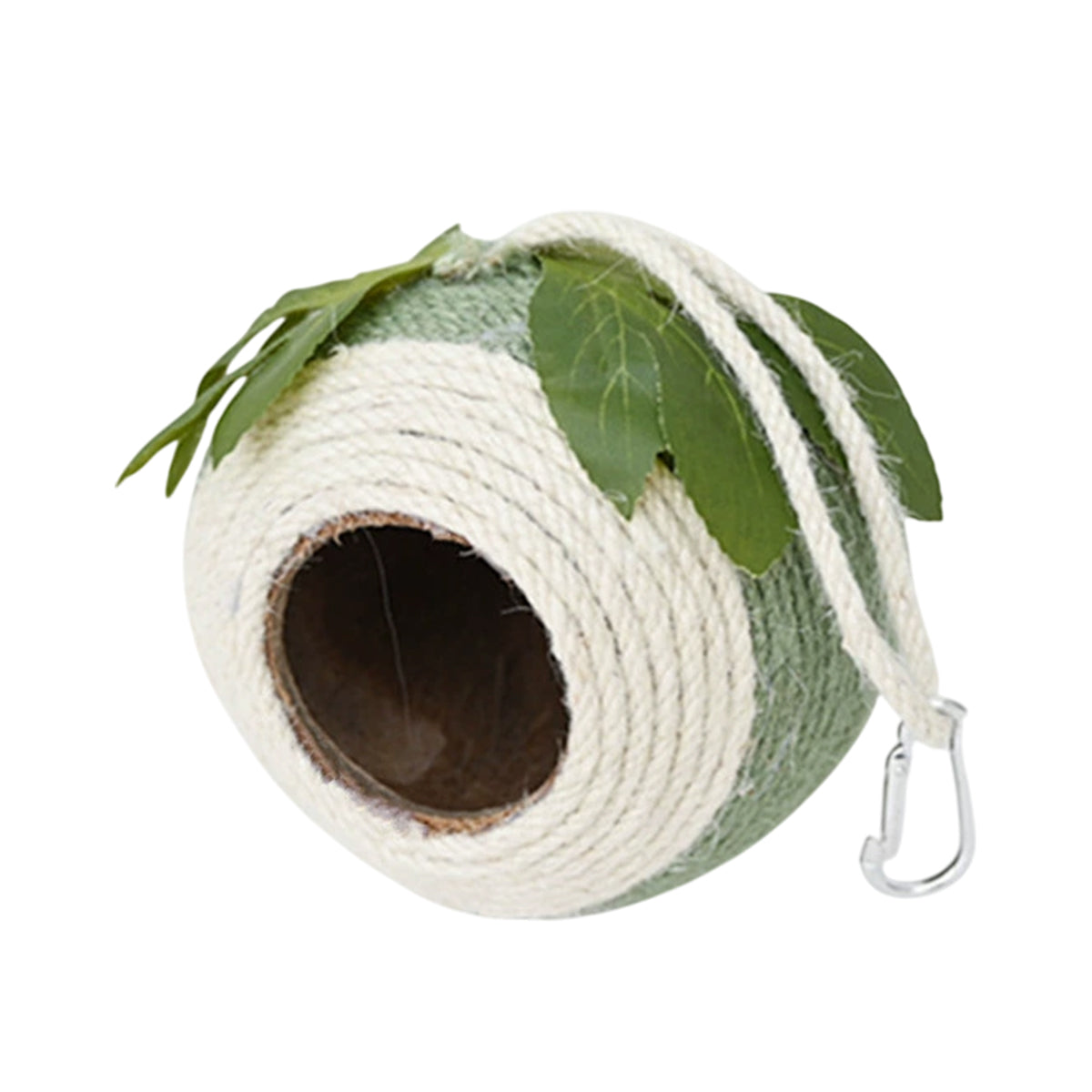 Bird Nest Parrot Nest Coconut Shell Braided Twine Colourful Cage Hanging Bed - White-Green-Screw Model