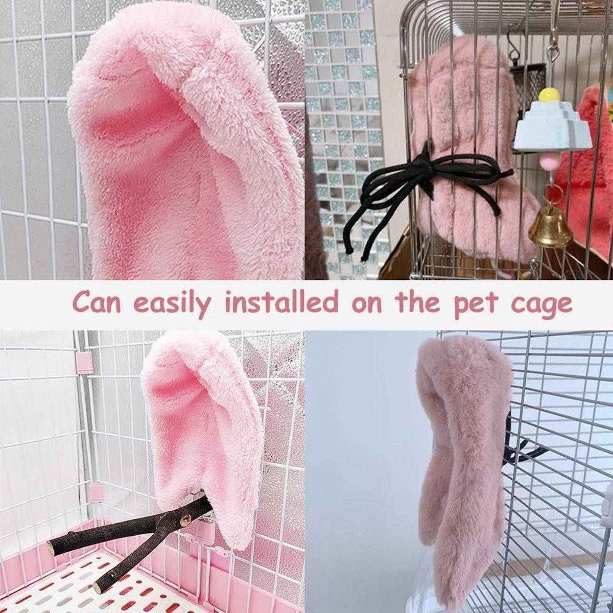 Cozy Bird Blanket Shawl Parrot Snuggle Cabin Plush Hanging Cotton Nest Bedding - Pink-M Size