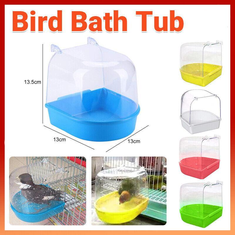 Bird Water Bath Tub For Pet Cage Hanging Bowl Parrot Birdbath Pet Cleaning - Green