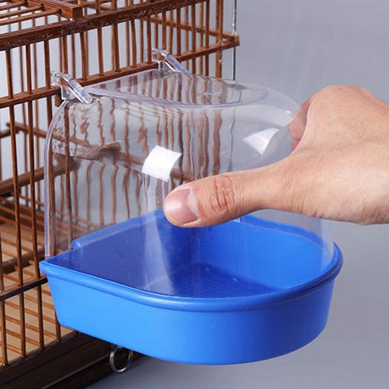 Bird Water Bath Tub For Pet Cage Hanging Bowl Parrot Birdbath Pet Cleaning - White