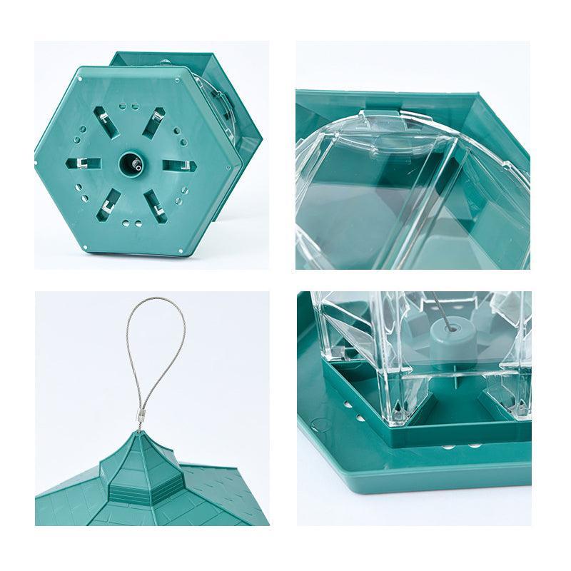 Garden Hanging Wild Bird Feeder Birds Gazebo Shape Container Waterproof Outdoor - Green