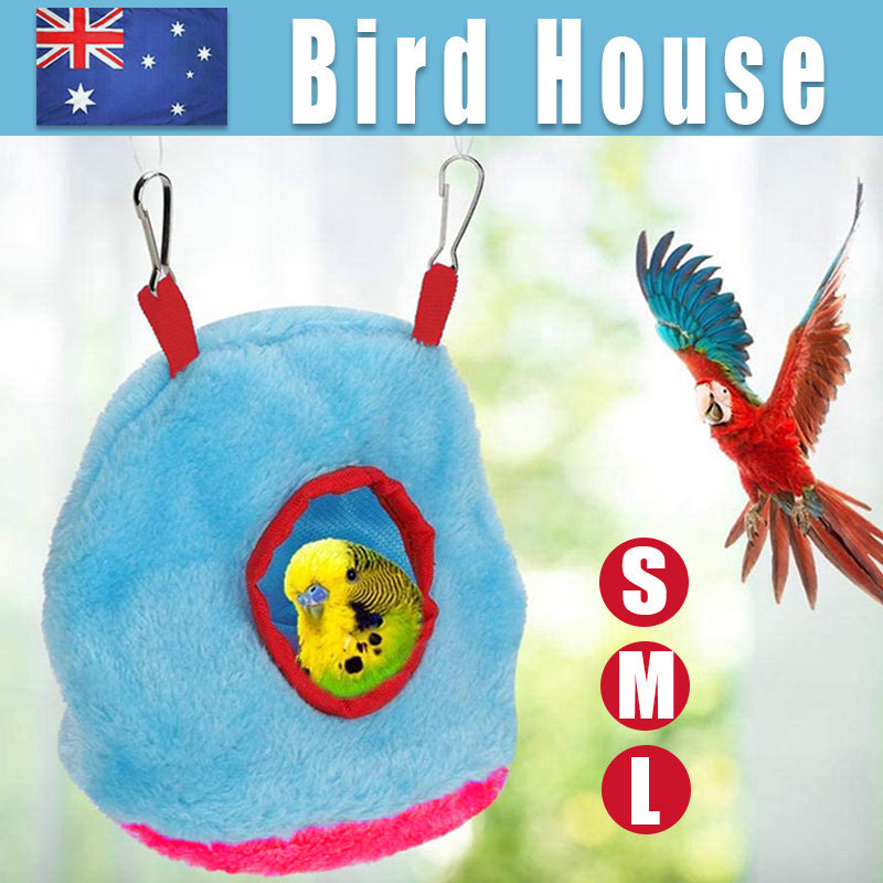 Plush Hanging Bird Nest Bed Cage Hammock for Parrots and Small Birds - L