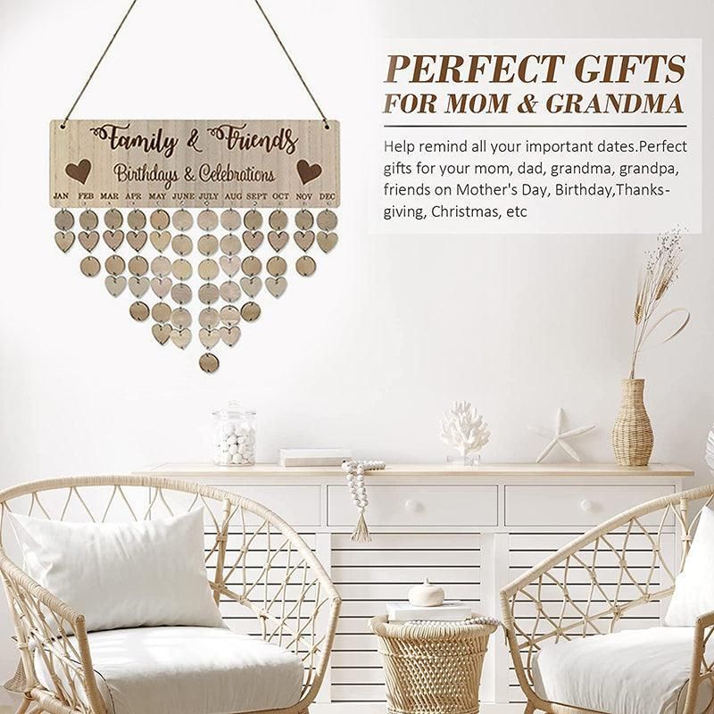 DIY Family Birthday Reminder Wooden Hanging Perpetual Calendar