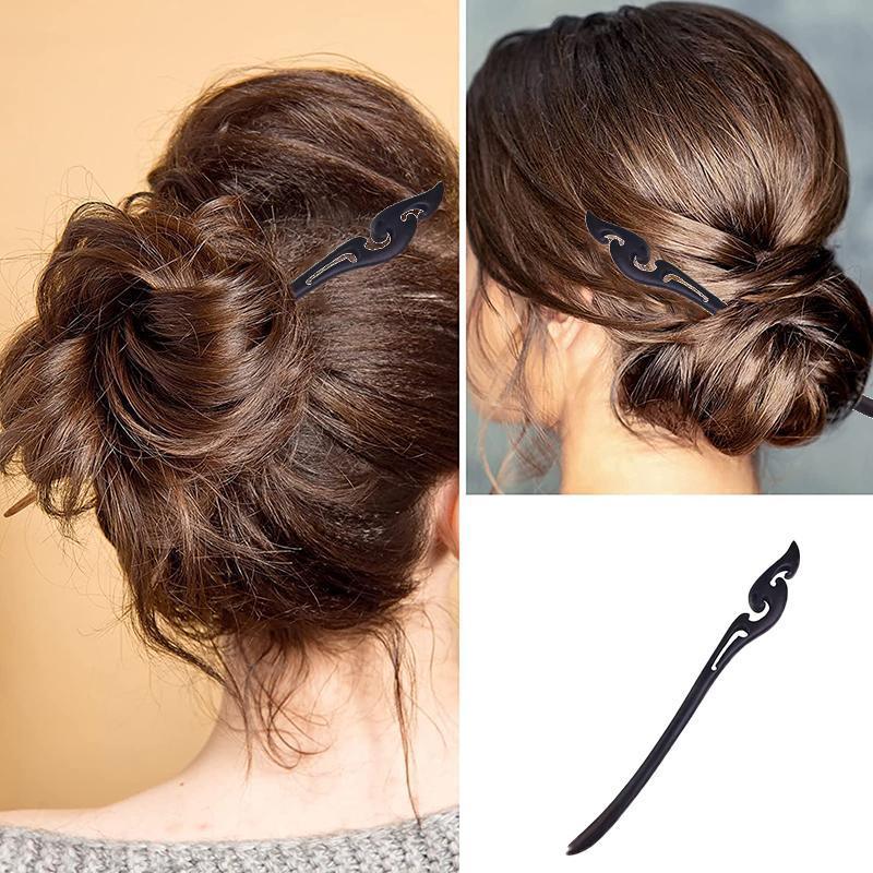 Retro Wooden Carved Hair Sticks Women Hairpin Barrette Chopsticks Accessories - D