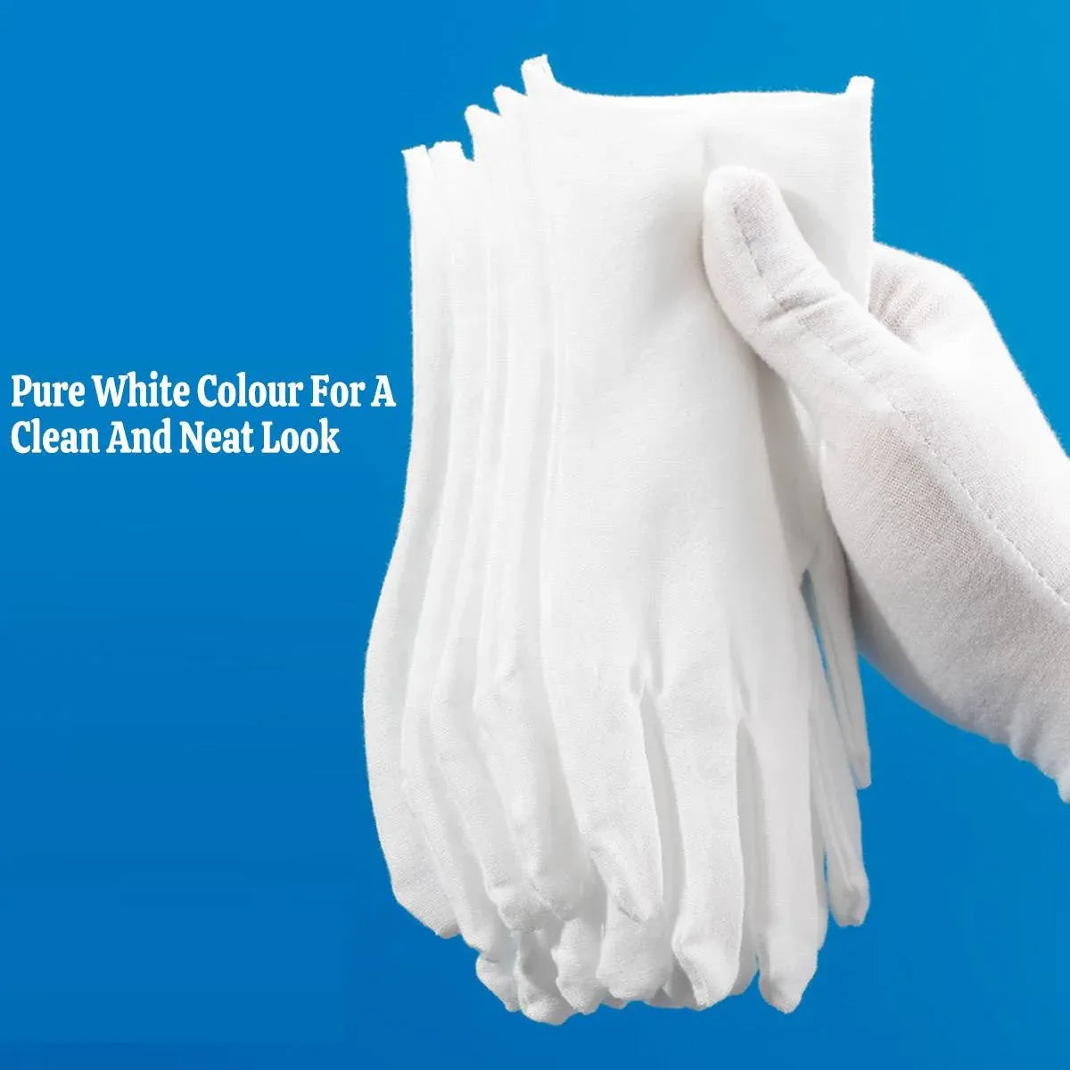 12 Pairs Cotton Work Gloves Breathable Knit L Black XL White - L