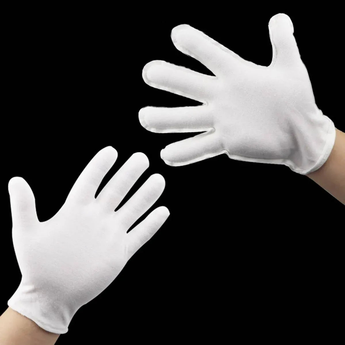 12 Pairs Cotton Work Gloves Breathable Knit L Black XL White - L