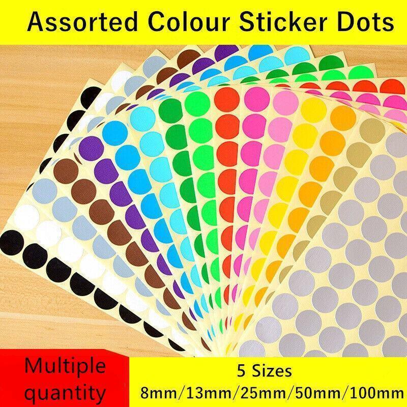 Black Assorted Sizes Colour Sticker Dots Adhesive Round Labels Circular Spot Scrapbook - 25mm*40 Dots