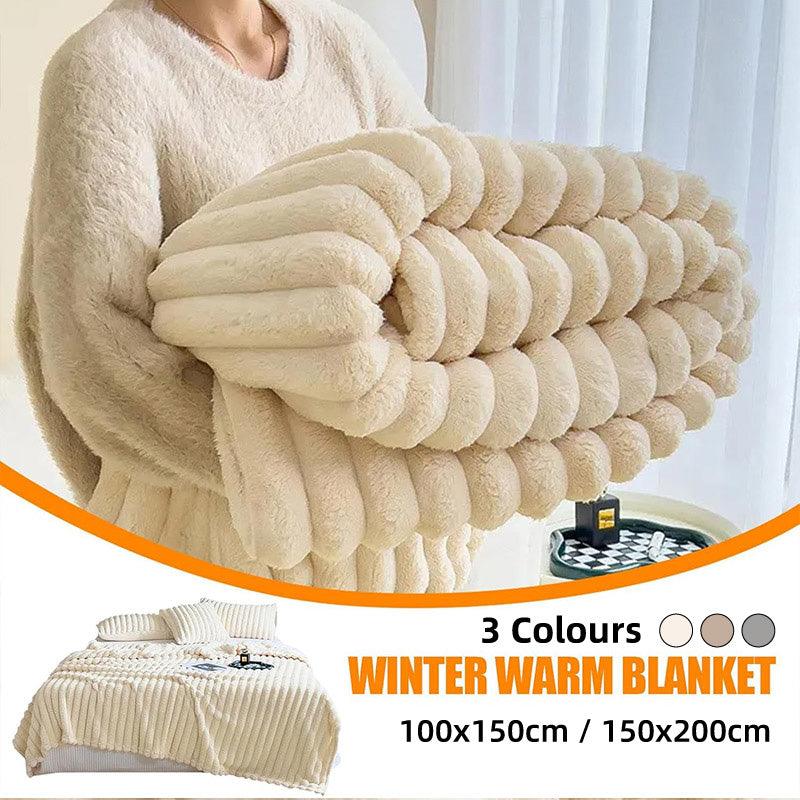 Plush Blanket Leisure Blanket Autumn Winter Warm Nap Throw Soft Cozy - Khaki-100x150cm