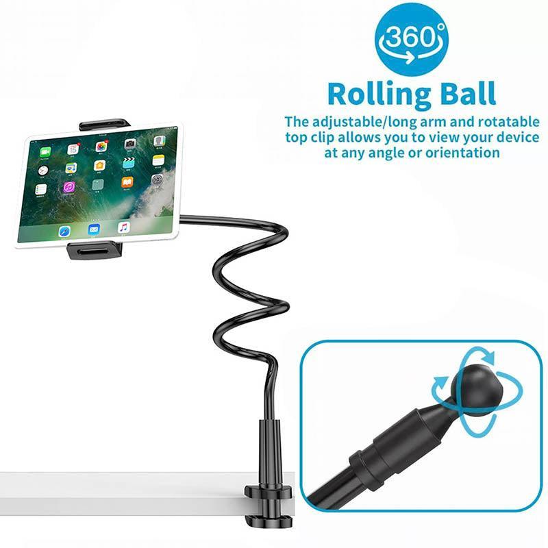 Adjustable Flexible Phone Tablet Holder with Clamp for Bed Desk Mount Use - Blue