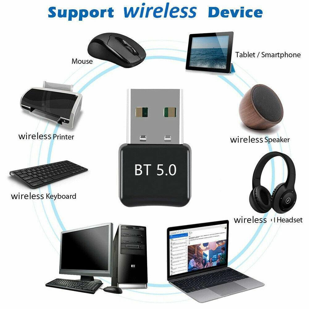 Bluetooth V5.0 Wireless USB Mini Dongle Adapter For Windows Laptop PC Universal