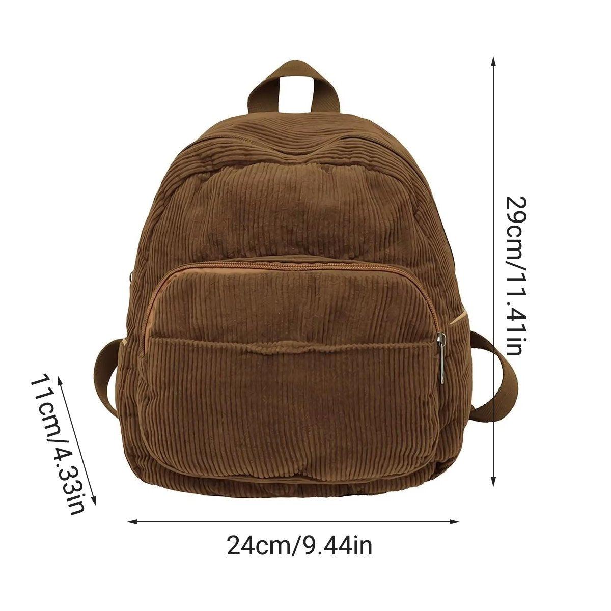 Schoolbag Corduroy Shoulder Bag Simple Mini Backpack for Daily Casual Use