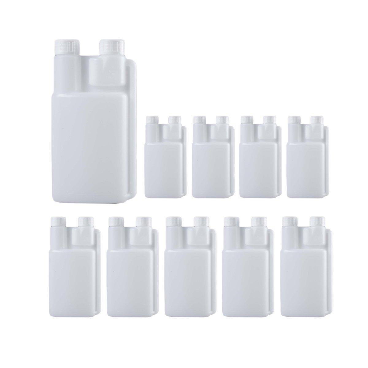 250-1000ml Plastic Twin Chamber Bottle with Tamper Evident Cap for Chemical Liquids - 10Pcs 1000ml