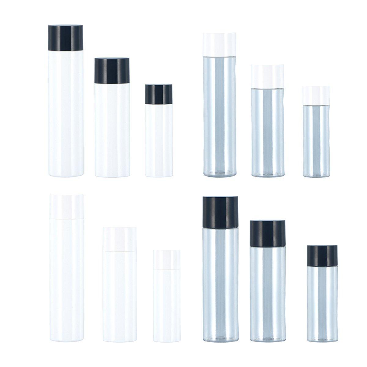 50/100/150ml Plastic Toner Lotion Bottles Refillable Travel Cosmetic Containers - Black Lid + Transparent Bottle - 100ml