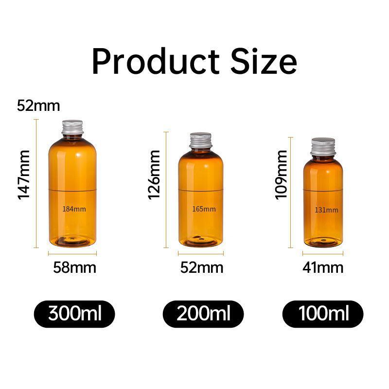 20pcs Brown Transparent Cosmetic Bottles with Aluminum Lids for Packaging - Brown-100ml