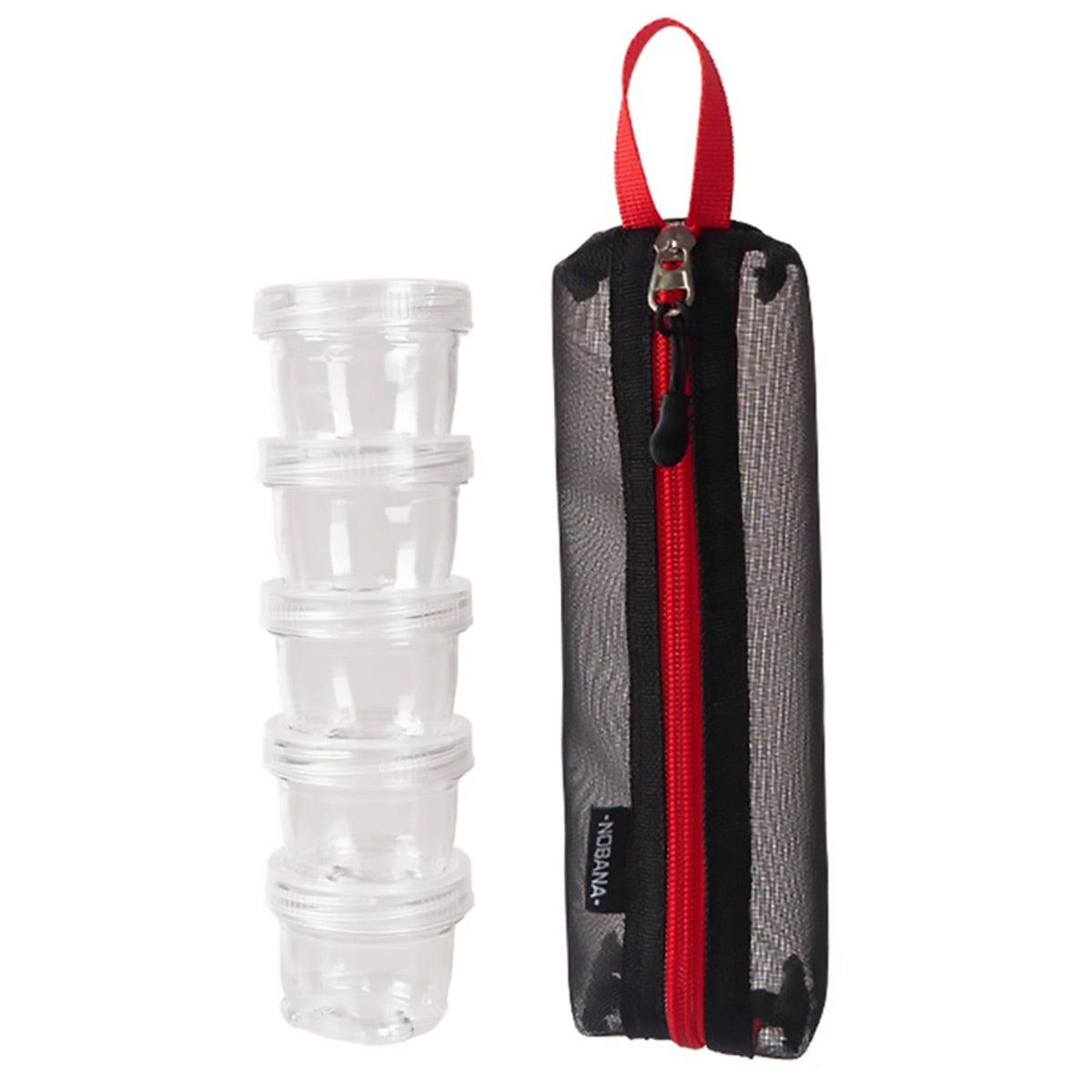 5PCS Outdoor Camping Spice Container Set Travel BBQ Seasoning Storage Box Use - Black