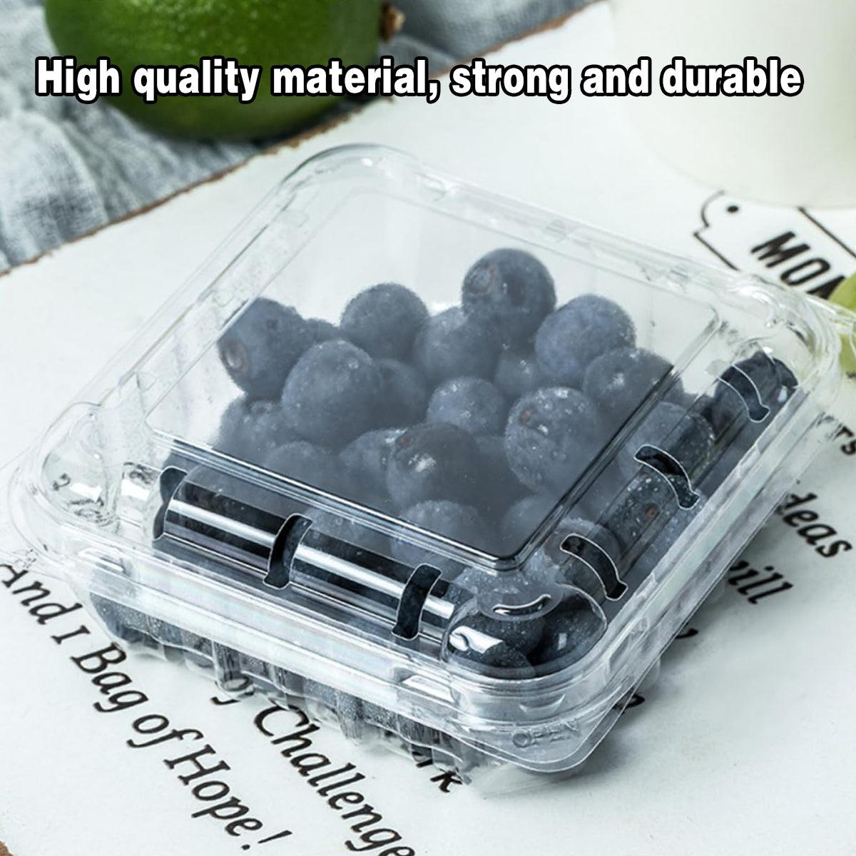 100pcs Transparent Plastic Fruit Box with Tape Cover Storage Packaging for Fruit - 250g
