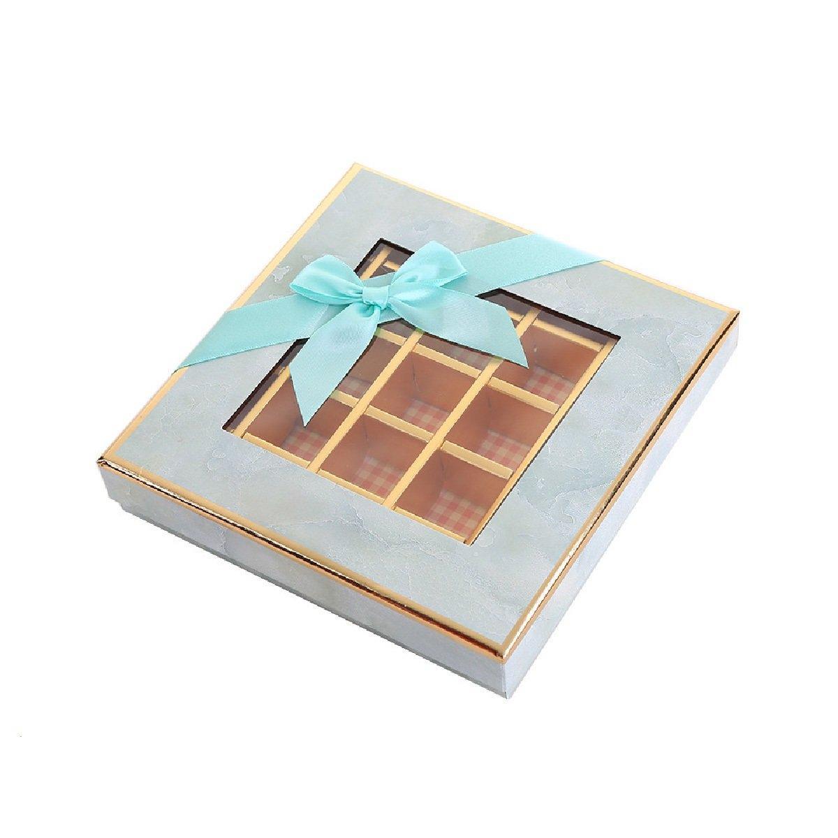 25X Valentines Day 9/12Grids Chocolate Box Gourmet Desserts Gift Display Window - Gray 9Grids-12-12-4-25pcs
