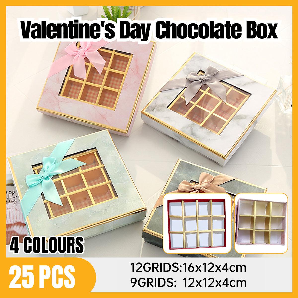 25X Valentines Day 9/12Grids Chocolate Box Gourmet Desserts Gift Display Window - Tiffany 9Grids-12-12-4-25pcs