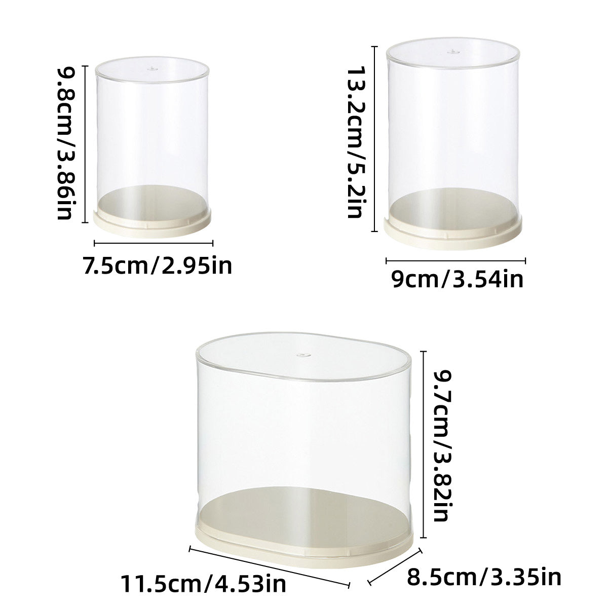 2pcs Clear Acrylic Display Case Transparent Box for Collectibles Dolls Figures - M