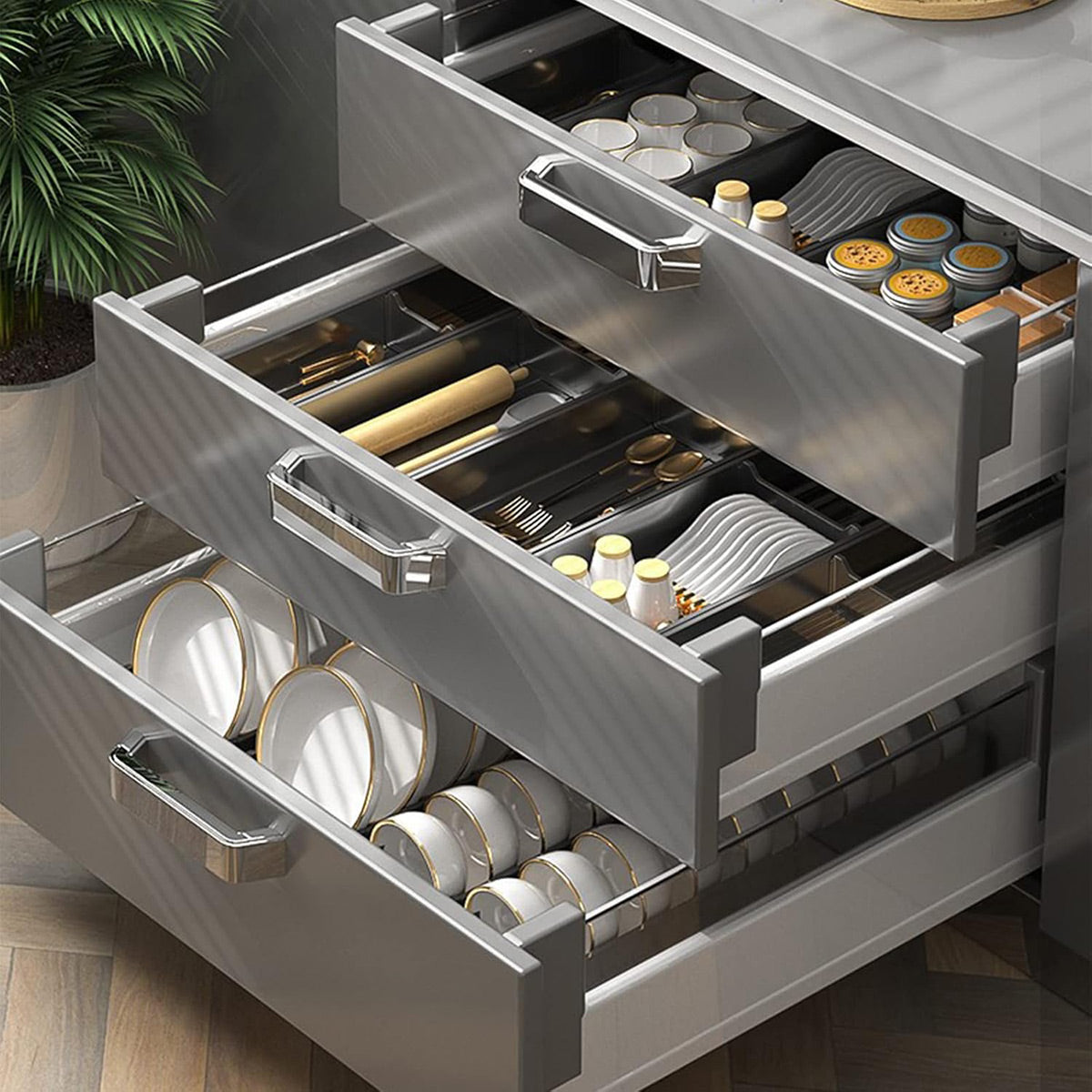 Kitchen Cabinet Drawer Cutlery Tray Utensil Organiser Insert Divider Storage - 41x10cm