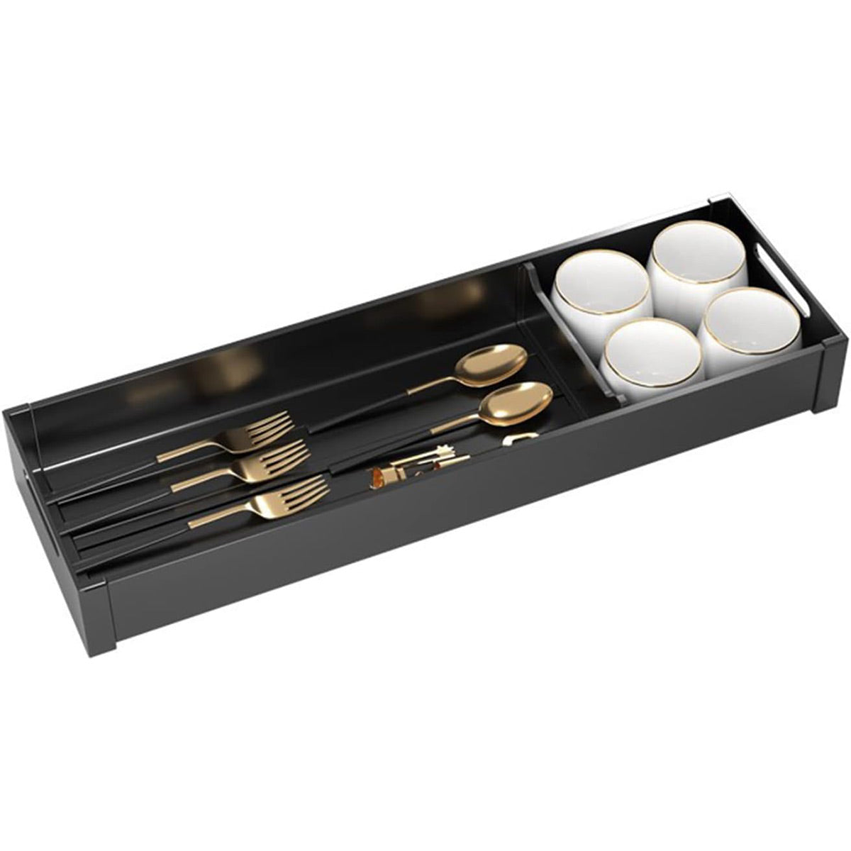 Kitchen Cabinet Drawer Cutlery Tray Utensil Organiser Insert Divider Storage - 46x10cm