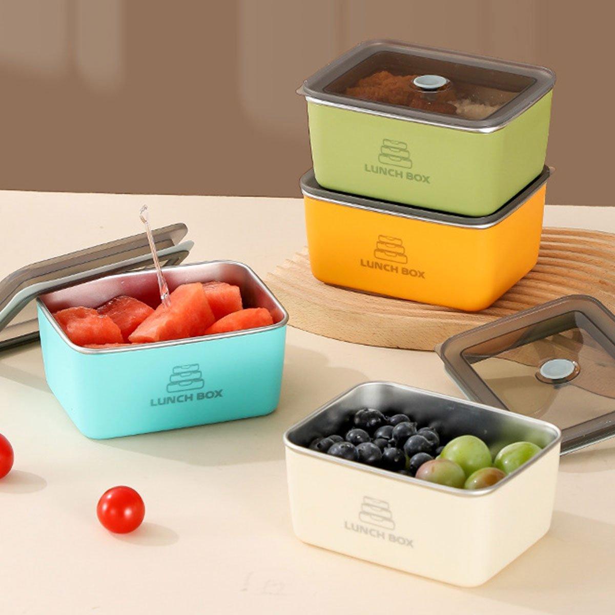 4pcs Sealed Crisper Food Storage Container Set Bento Box Refrigerator Organizer