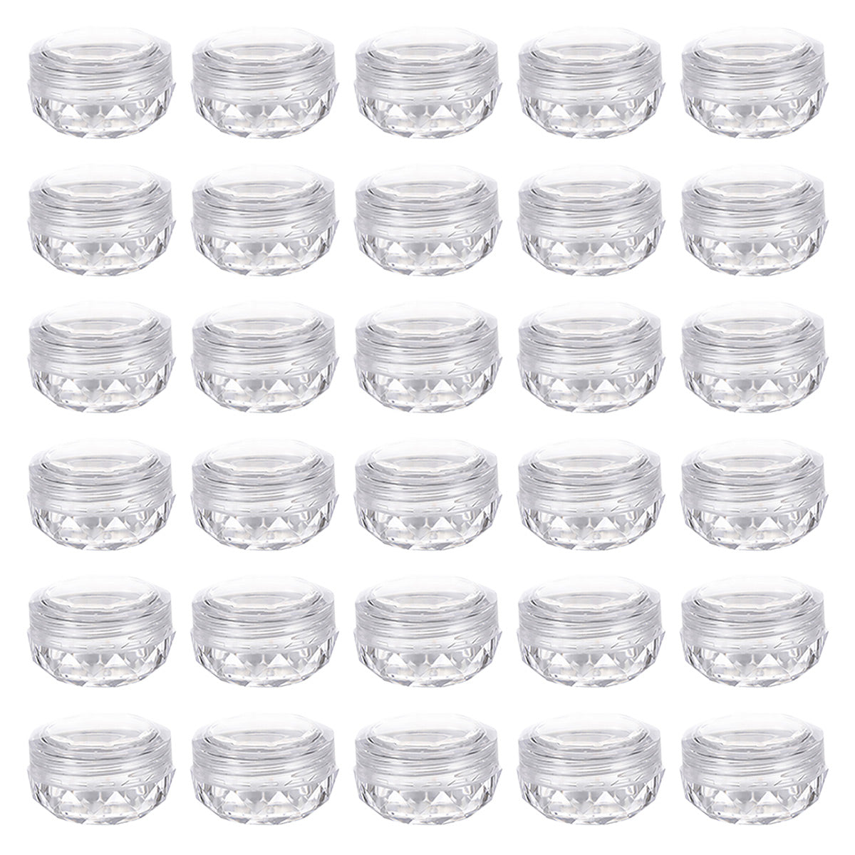 Cosmetic Cream Jar Bottle 50PCS 5g Transparent Round Refillable Sample Container - White Flat Lid Jar
