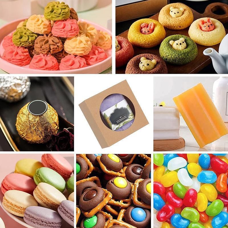 50PCS Handmade Soap Paper Box Round Window Kraft Black White Candy Biscuit Box - Khaki-50pcs 8*8*3CM