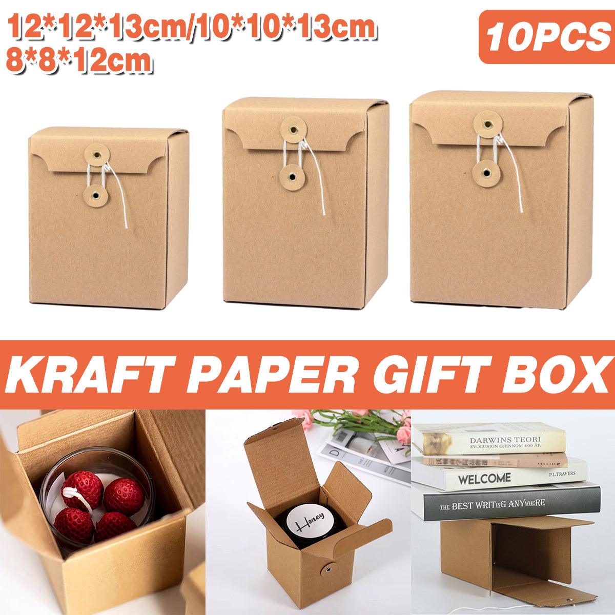 10PCS Kraft Paper Box Corrugated Packaging Box Gift Storage Transport Carton - 8x8x12cm