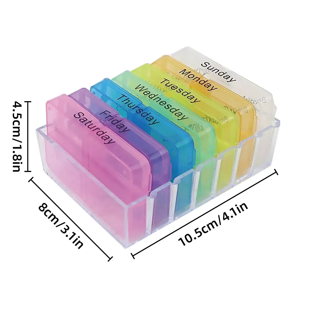 1-Piece Weekly Pill Organiser with Removable Daily Trays
