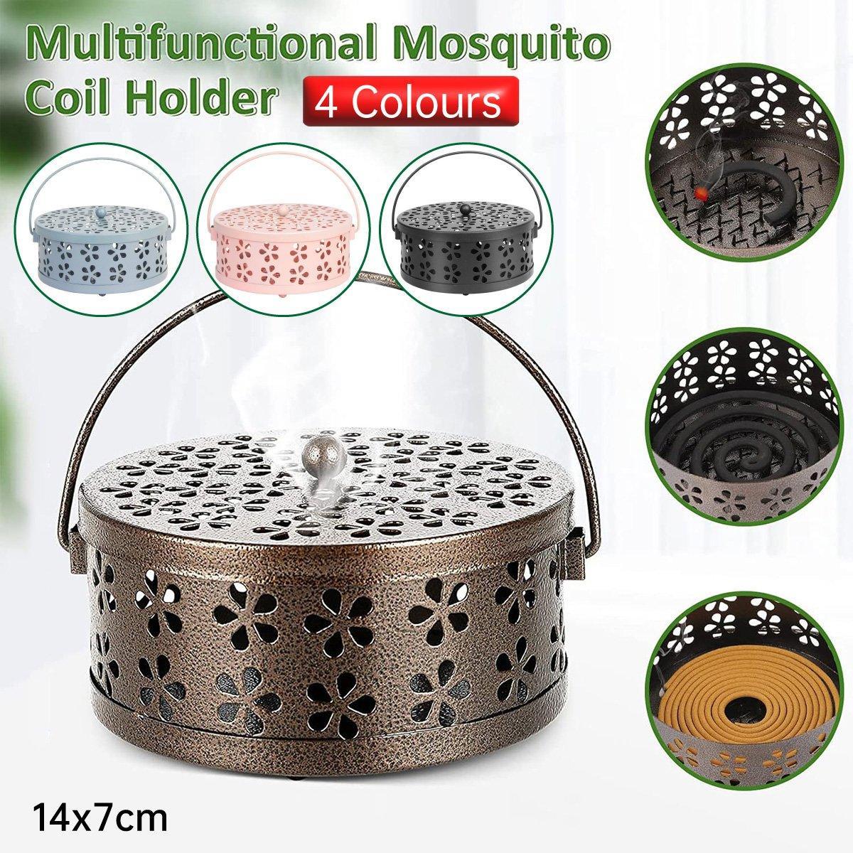 Iron Mosquito Incense Box Fireproof Tray Stand Indoor Household Incense Holder - Pink