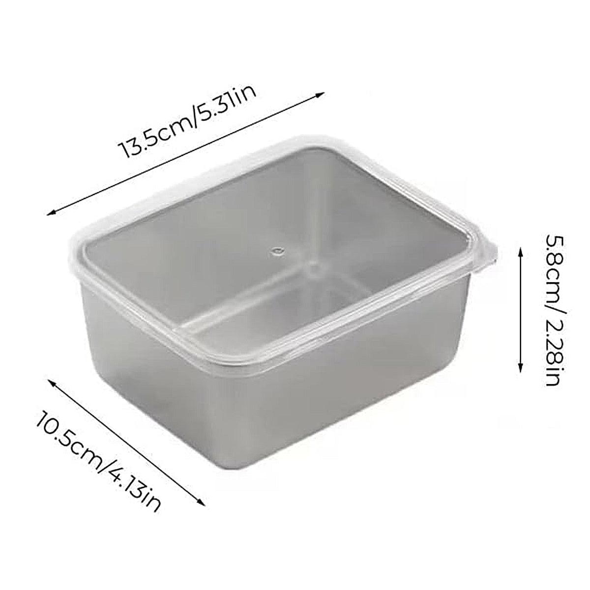 6pcs Stainless Steel Food Storage Box Refrigerator Crisper Rectangle Container