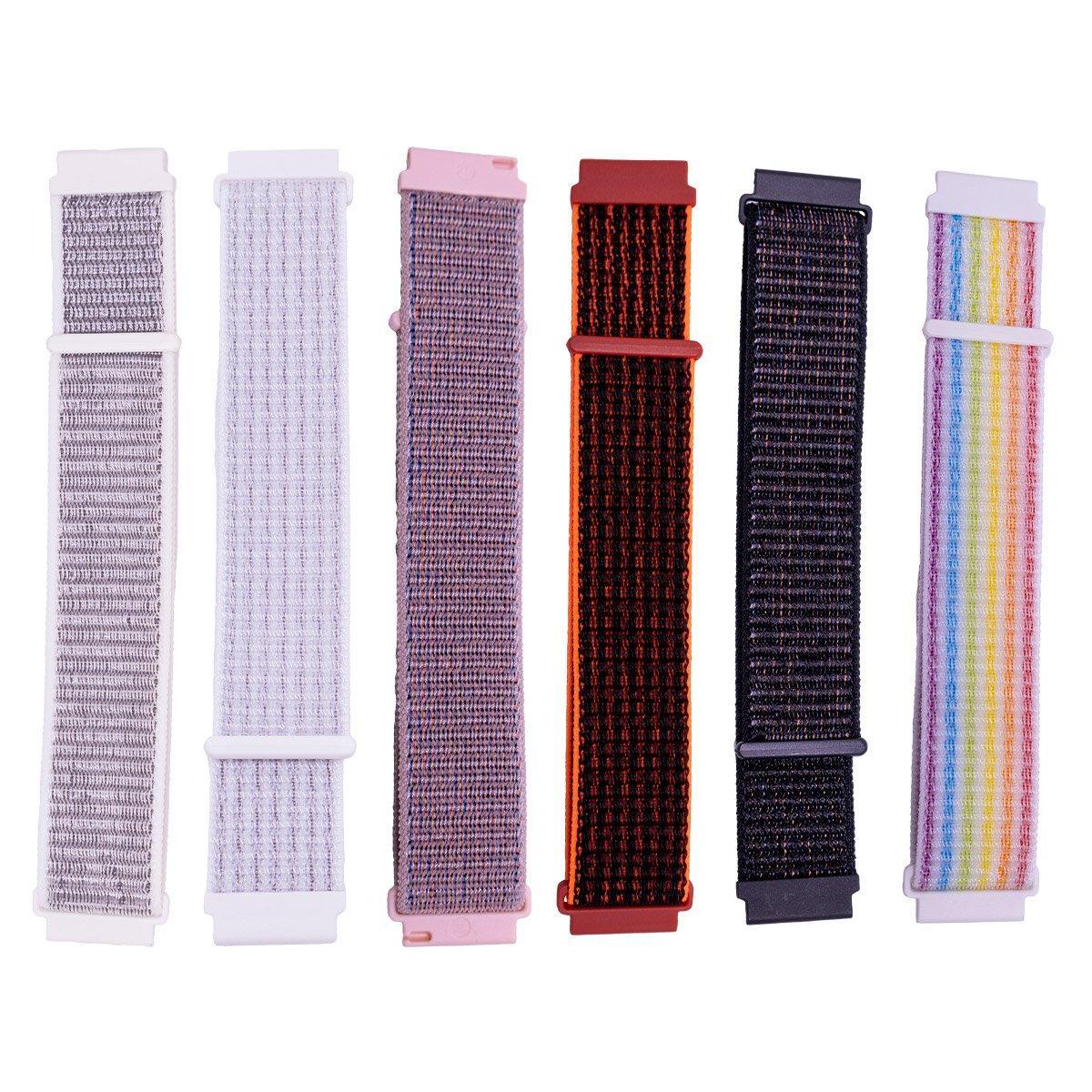 20mm Nylon Braided Sport Loop Velcro Watch Band Strap Compatible Replacement - Black