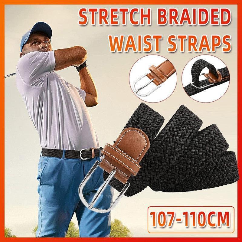 Belt For Men Elastic Waistband Canvas Buckle Braided Mens Woven Stretch Strar