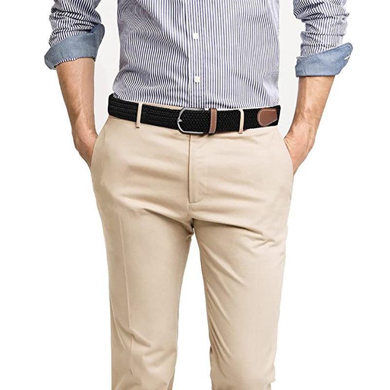 Belt For Men Elastic Waistband Canvas Buckle Braided Mens Woven Stretch Strar