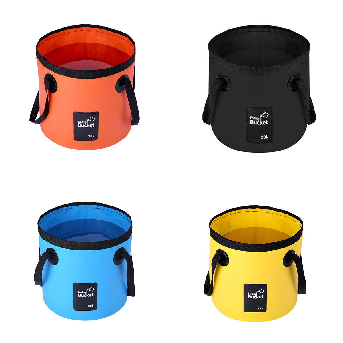 20L Portable Folding Bucket Water Container Camping Hiking Fishing Water Storage - Black
