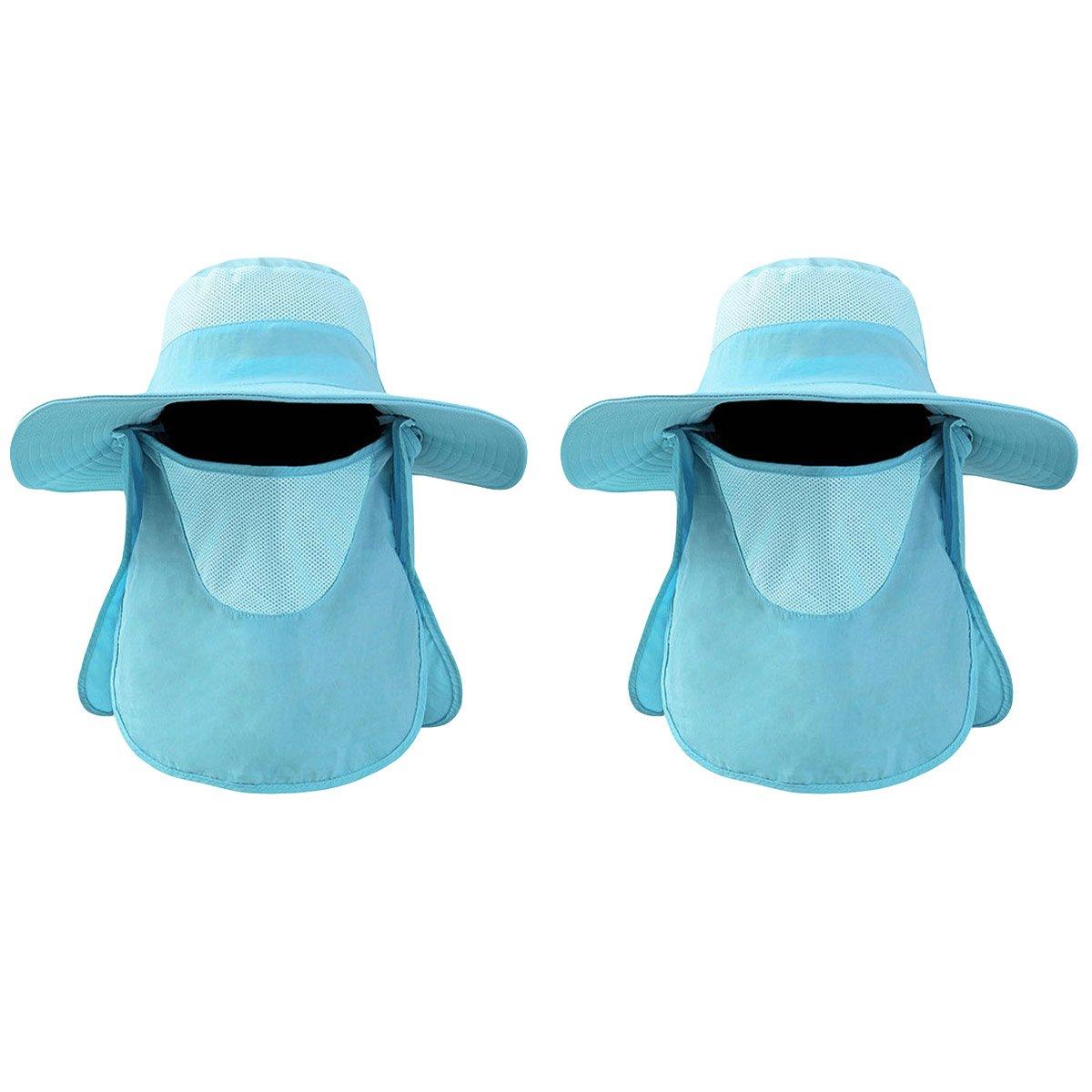 2PCS Outdoor Fisherman Hat Men Women Sun Protection Fishing Cap Bucket Hat - Pink