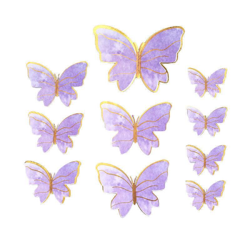 10Pcs Butterfly Paper Toppers Happy Birthday Cake & Festival Theme Decor - Pink Phnom Penh
