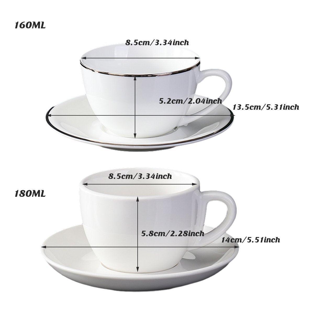 6PCS Ceramic Coffee Cup and Saucer Set Apricot Tea Cup with Ear Hotel Coffee Cup - 160ml