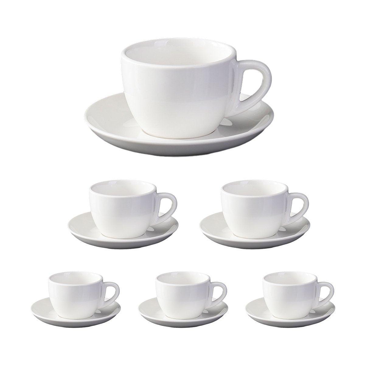 6PCS Ceramic Coffee Cup and Saucer Set Apricot Tea Cup with Ear Hotel Coffee Cup - 160ml