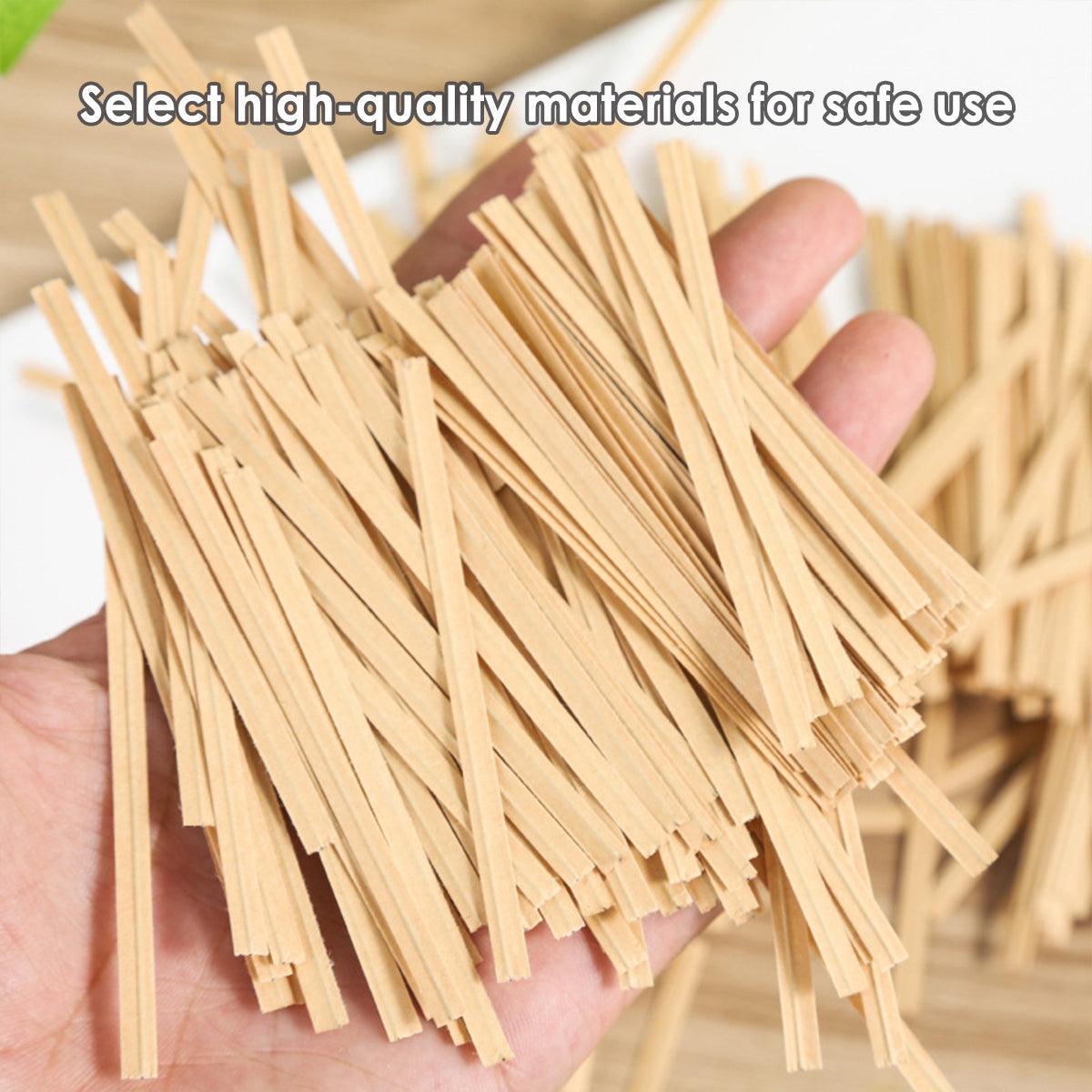 1000pcs Paper Tie Tape Wire 8/10/15cm for Baking Packing Bag Sealing Supplies - White-8cm