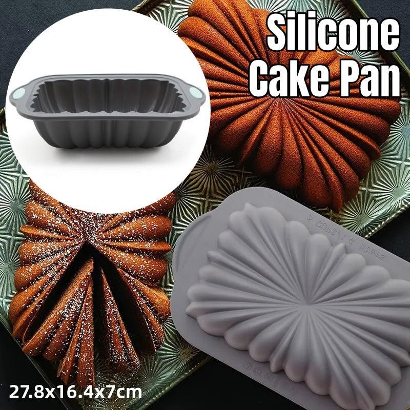 1-Piece Rectangular Flower-Pattern Cake Pan, Grey