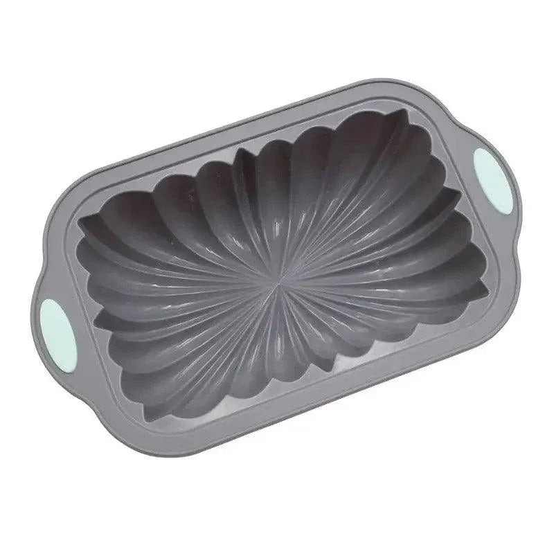 1-Piece Rectangular Flower-Pattern Cake Pan, Grey
