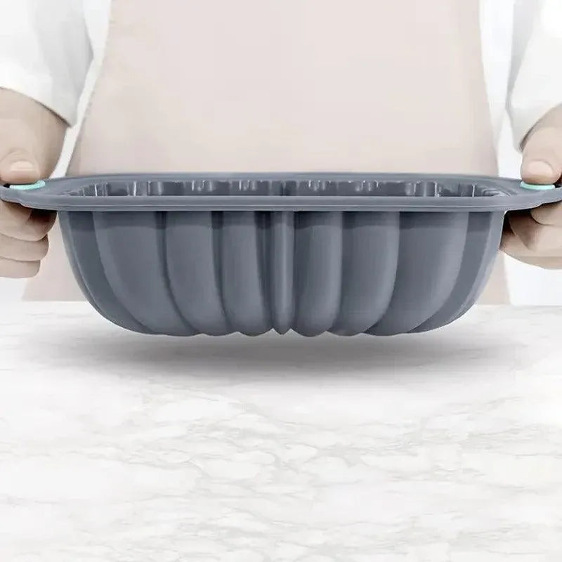 1-Piece Rectangular Flower-Pattern Cake Pan, Grey