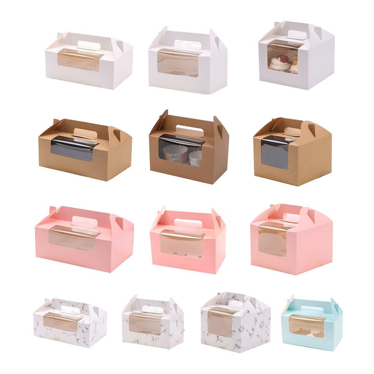 25pcs Portable Cupcake Packaging Box with Transparent Window for Easy Opening - Blue-2Cup