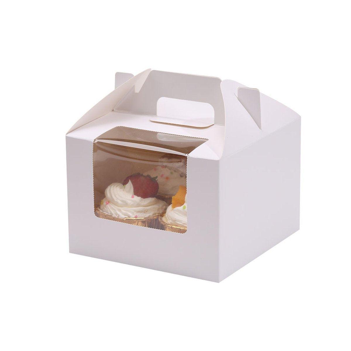 25pcs Portable Cupcake Packaging Box with Transparent Window for Easy Opening - Marble-6Cup